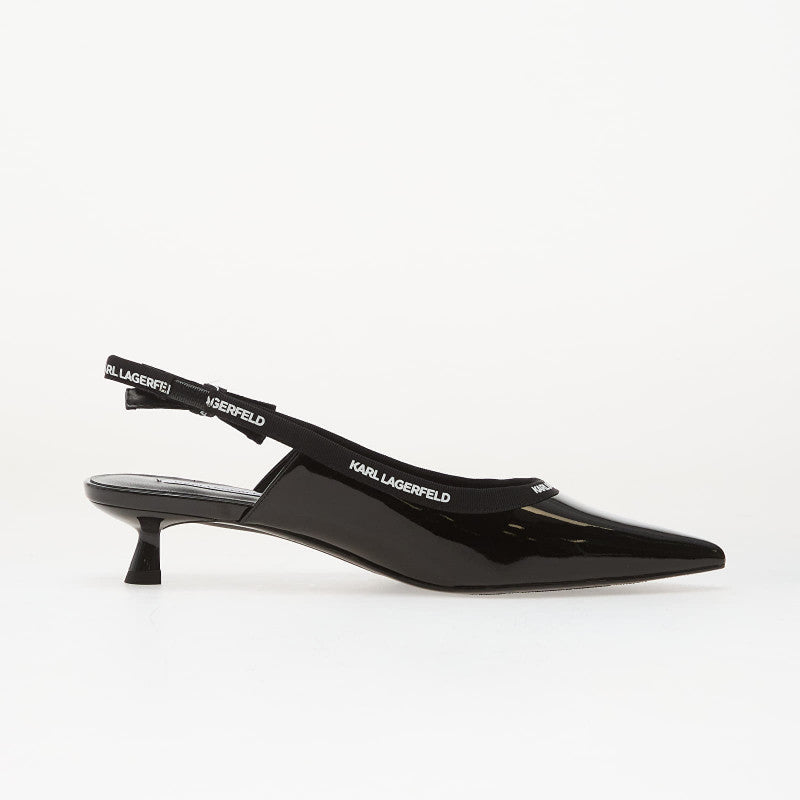 Karl Lagerfeld Jeans Pasha Ribbon Sling Black Patent Lthr