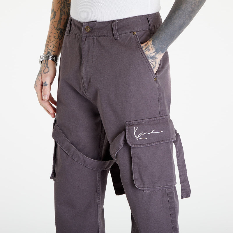 Karl Kani Small Signature Washed Cargo Pants Anthracite