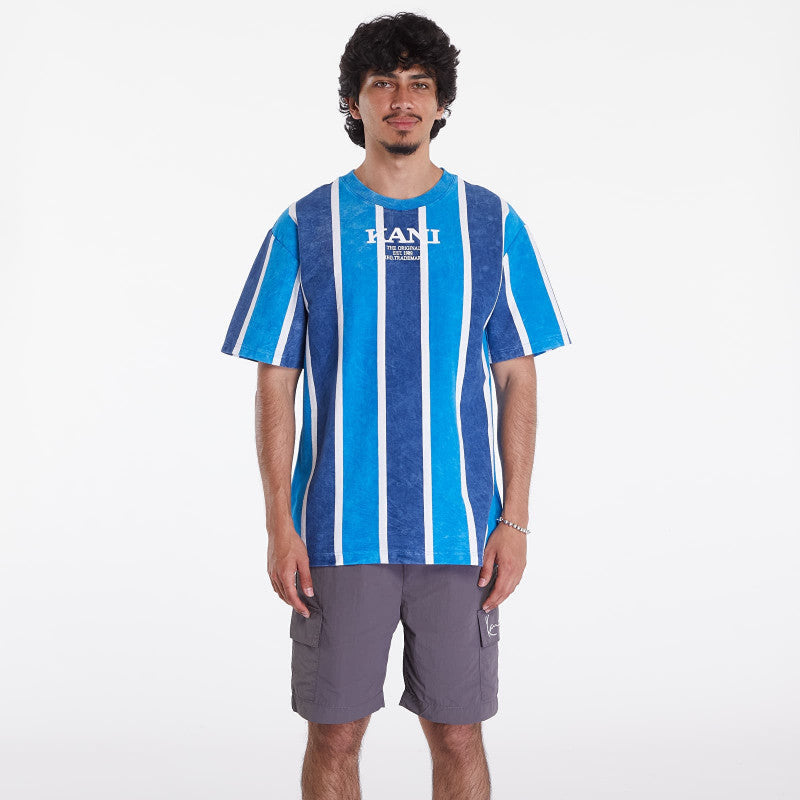 Karl Kani Retro Washed Stripe Tee Aqua/ Navy/ White