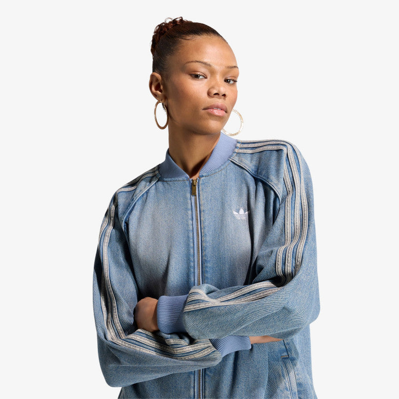adidas SST Oversized Denim Tracktop Worn Blue Denim