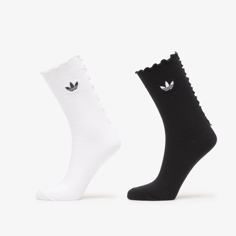adidas Ruffle Crew Socks 2 Pairs Black/ White