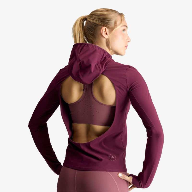 adidas by Stella McCartney Running Hybrid Open-Back Hooded Long Sleeve Maroon