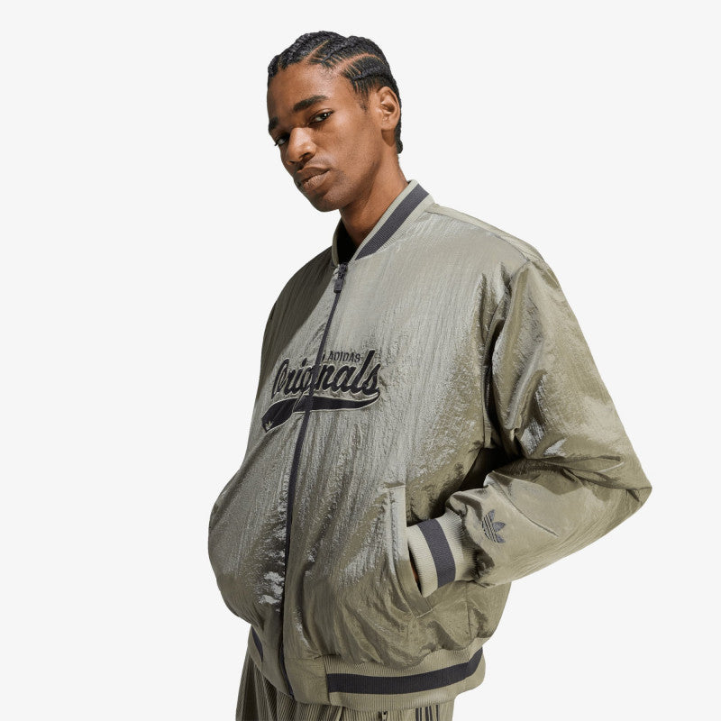 adidas Shiny Originals Bomber Jacket Silver Pebble