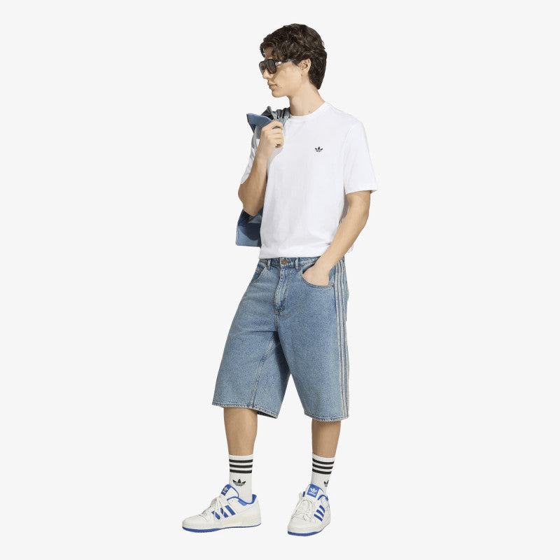 adidas Firebird Adicolor Denim Jorts Mid-rise Straight Leg Worn Blue Denim