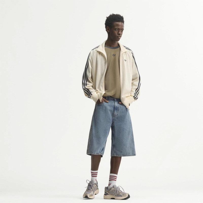 adidas Firebird Adicolor Denim Jorts Mid-rise Straight Leg Worn Blue Denim