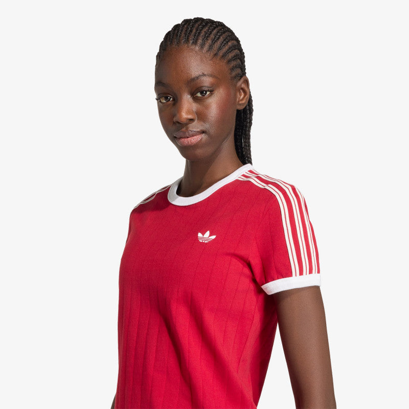 adidas Pinstripe Short Sleeve Slim Tee Team Victory Red/ White/ Team Victory Red