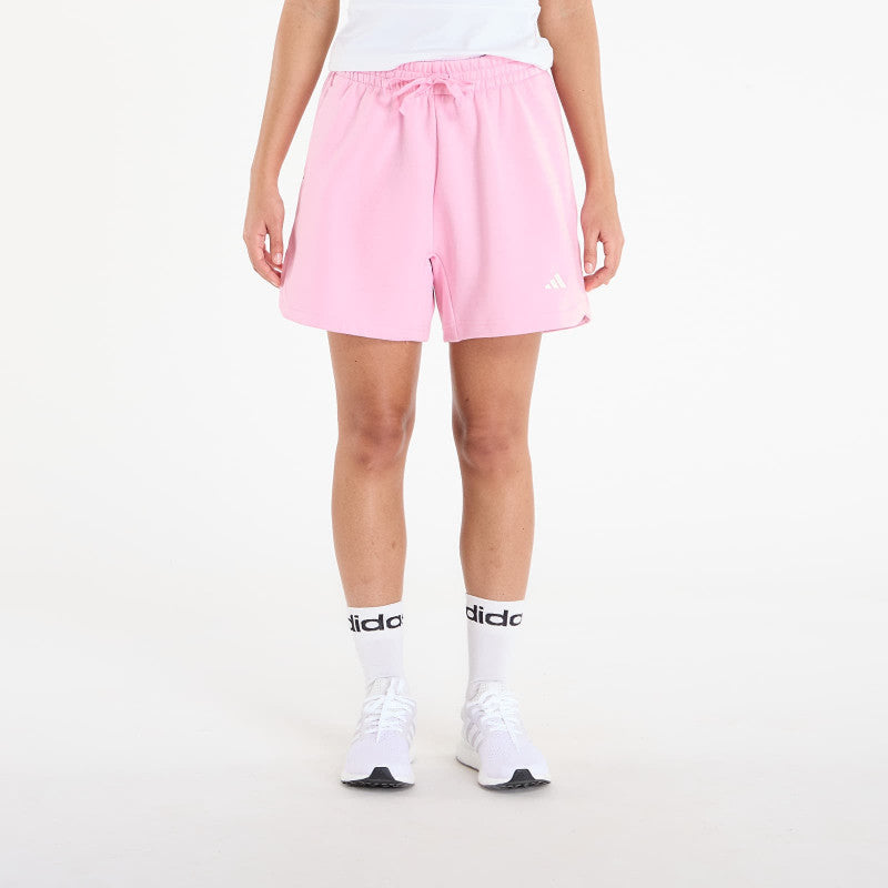 adidas 3 Stripes Studio Fleece Loose Shorts True Pink