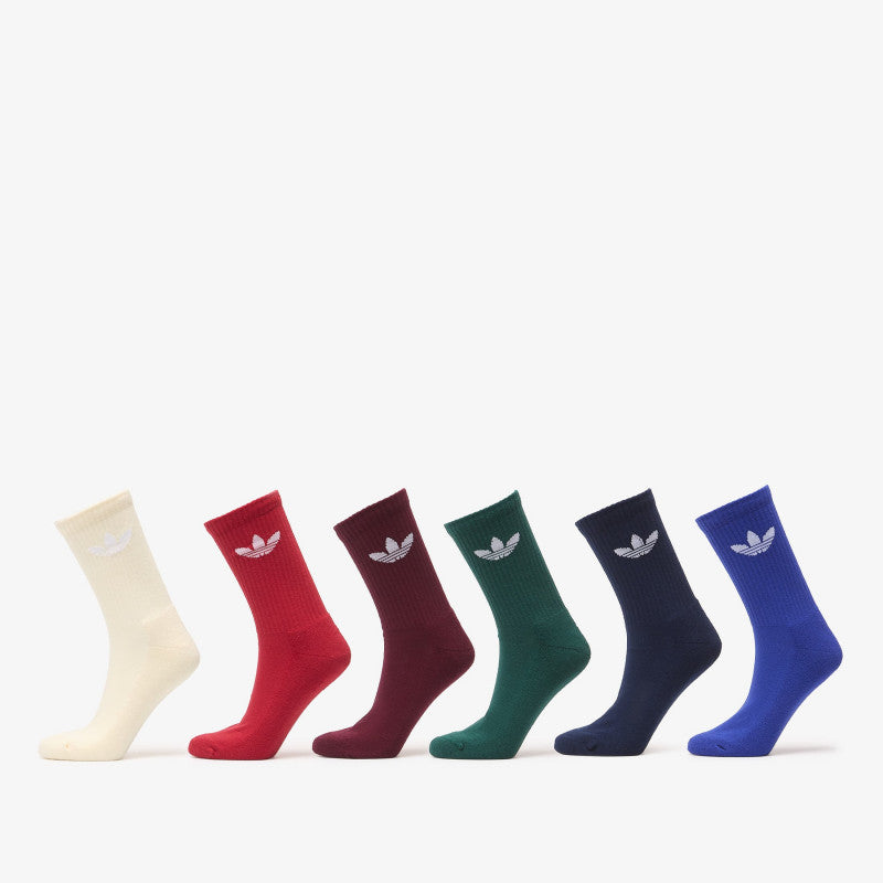 adidas Trefoil Crew Sock Cushion 6-Pack Night Indigo/ Collegiate Green/ Maroon