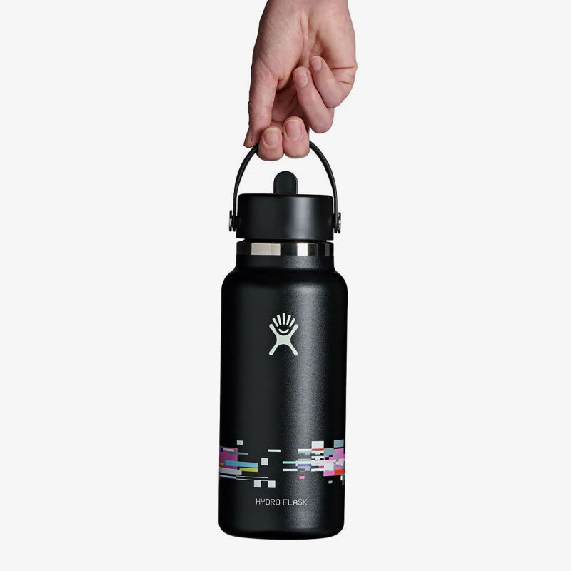 Hydro Flask 946 ml Wide Flex Straw Cap Glitch Black