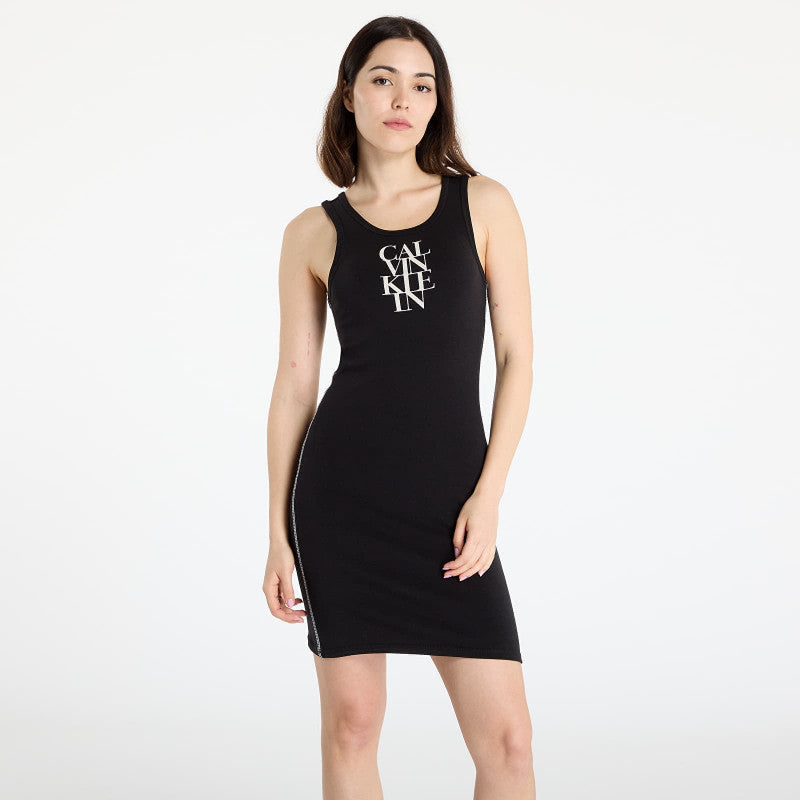 Sukienka Calvin Klein Jeans Sl Cotton 1X1 Rib Dress Black