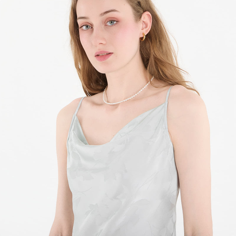 Sukienka Calvin Klein Viscose Jacquard Maxi Slip Dress Green
