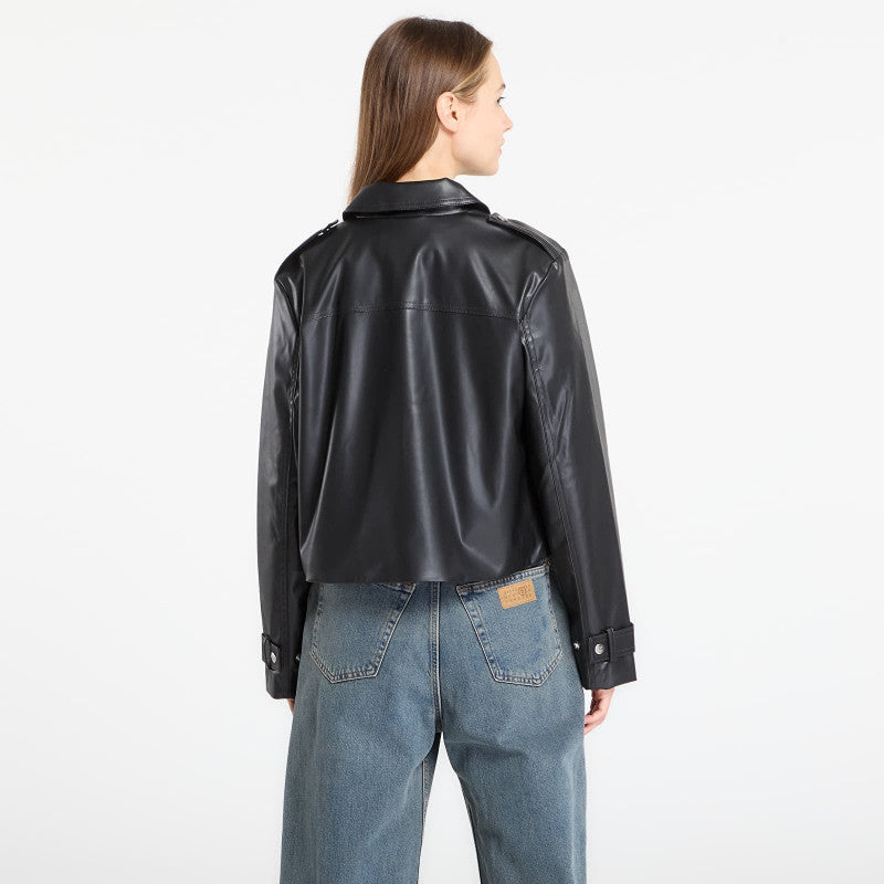 Calvin Klein Jeans Leather Moto Jacket Black