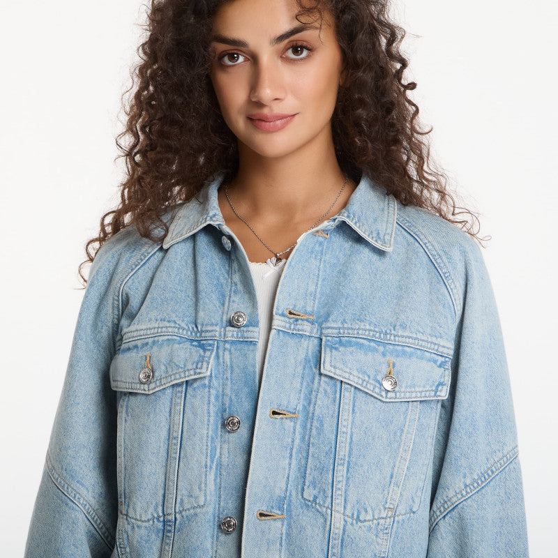 Calvin Klein Jeans Branded Boxy Denim Jacket Fresh Water
