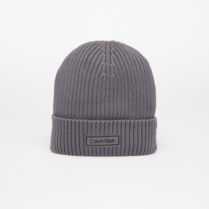 Calvin Klein Patch Chunky Rib Cot Hat Grey