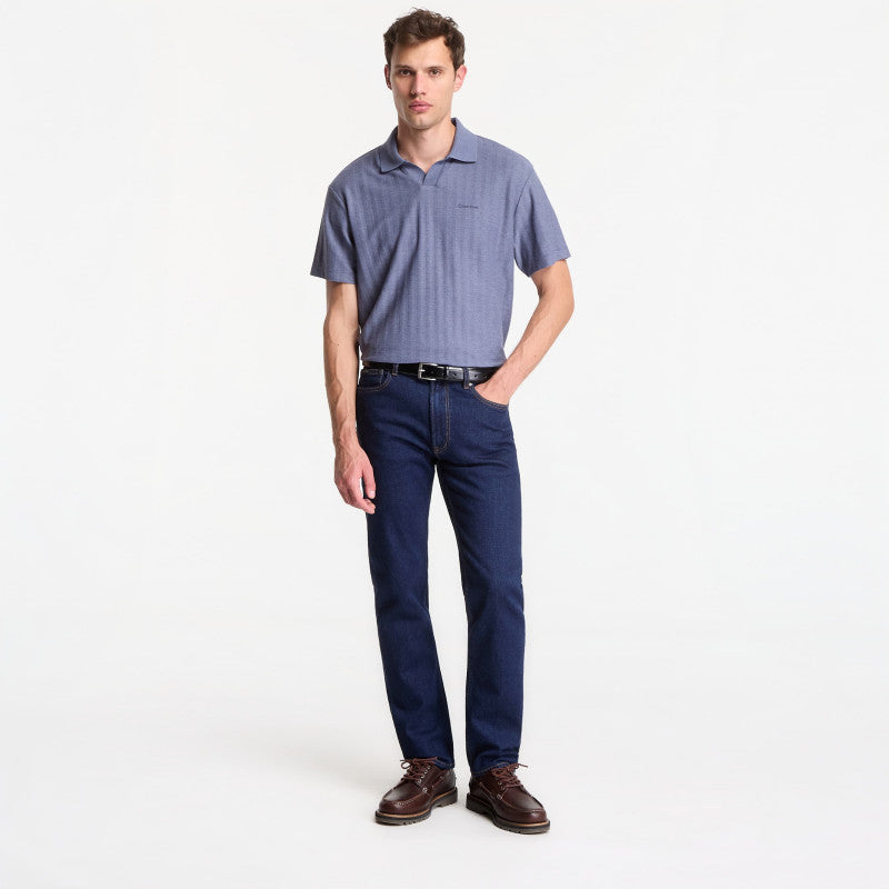 Calvin Klein Ss Easy Vertical Stripe Textured Polo Blue Nomad