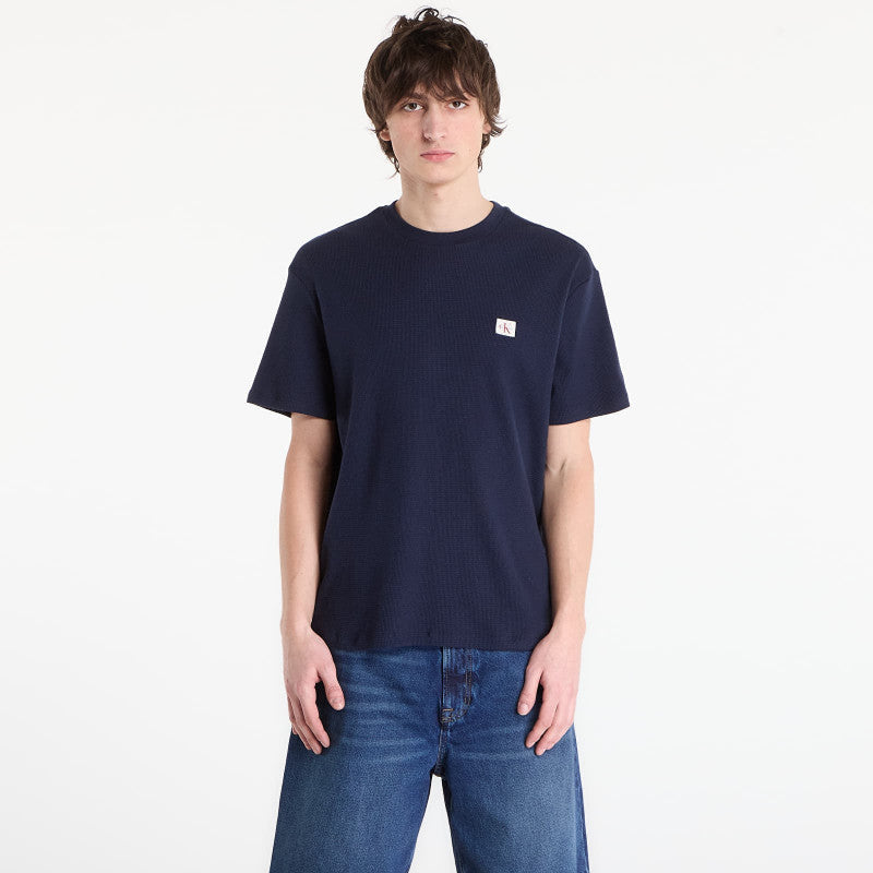 Calvin Klein Jeans Ss Waffle Badge Crew Tee Blue