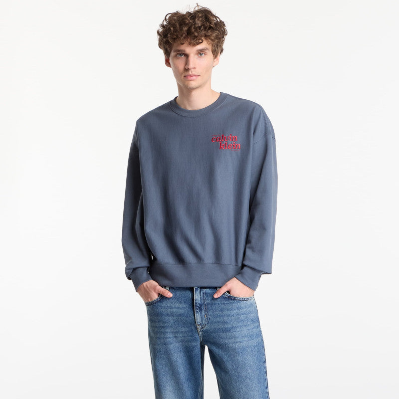 Calvin Klein Jeans Ls Premium Terry Graphic Crewneck Dark Slate