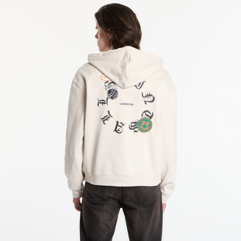AllSaints Patcher Zip Through Sweatshirt Dusk White