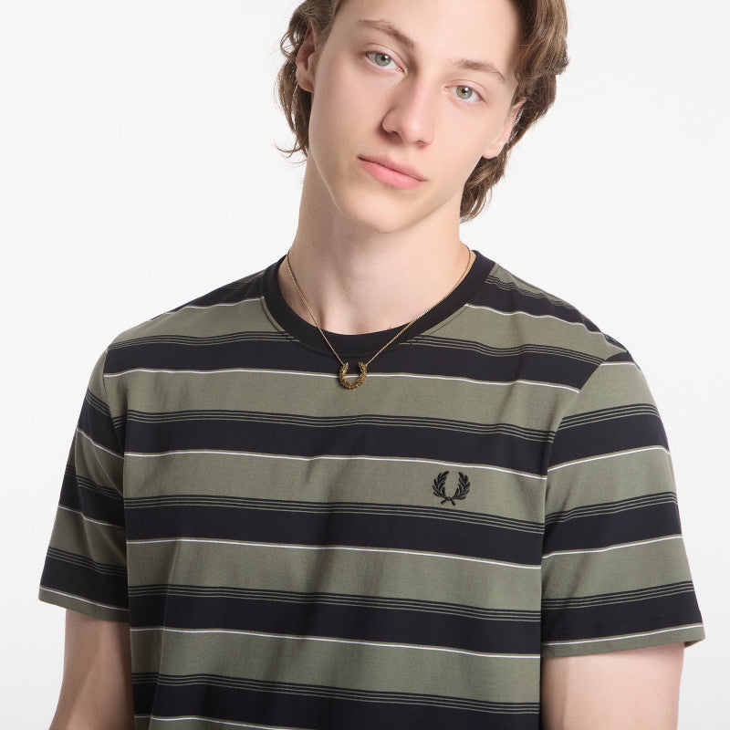 Fred Perry Fine Stripe T-Shirt Green