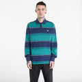 FRED PERRY Heavyweight Striped Polo Shirt Tennis Blue