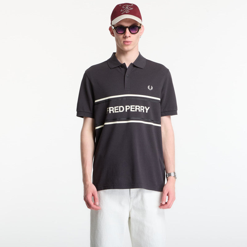 Fred Perry Fred Perry Graphic Polo Shirt Anchor Grey