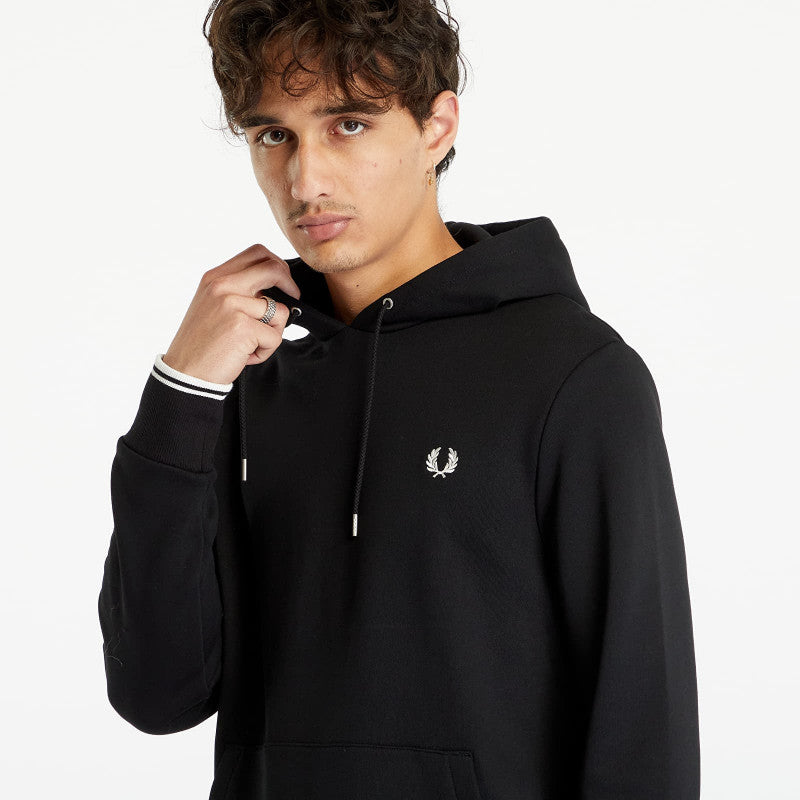 FRED PERRY Tipped Hooded Sweatshirt Black