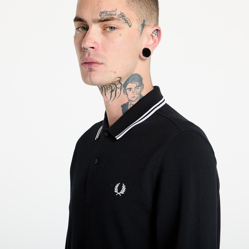 FRED PERRY Long Sleeve Twin Tipped Shirt Black