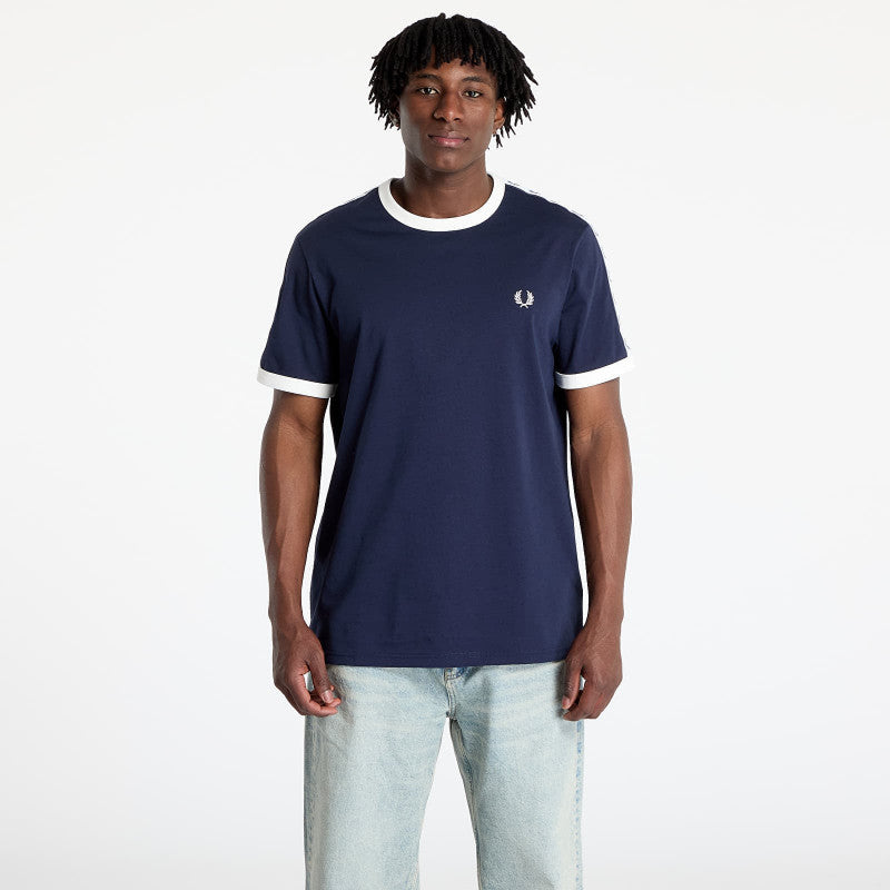 FRED PERRY Taped Ringer T-Shirt Carbon Blue