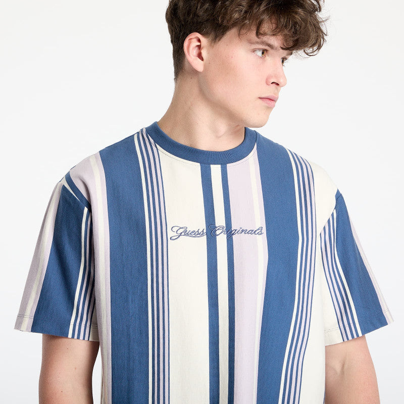 GUESS Originals Stripe T-Shirt Wisteria Petal Strip
