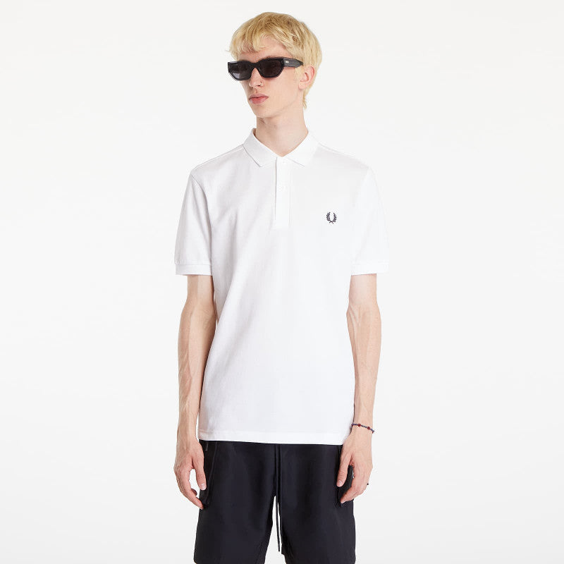 FRED PERRY Plain Polo Short Sleeve Tee White