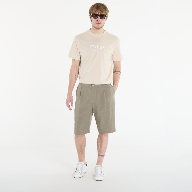 Guess Jeans Cn Ss Guess Logo Contrast Stitch Light Oak