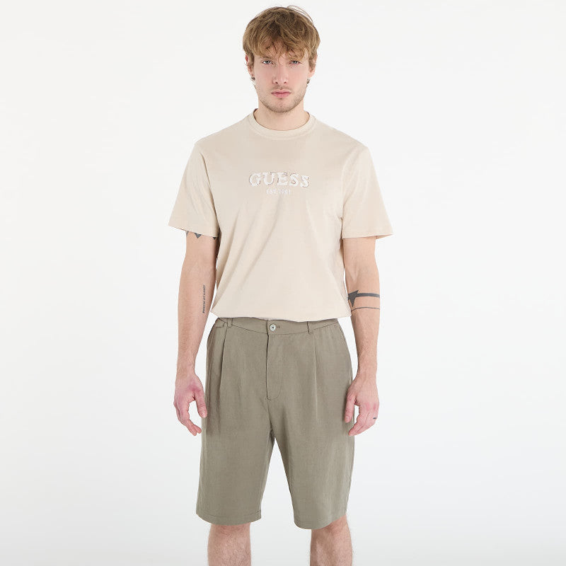 Guess Jeans Cn Ss Guess Logo Contrast Stitch Light Oak