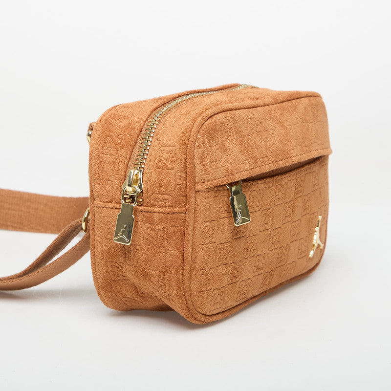 Jordan Jam Suede Monogram Camera Bag Cognac