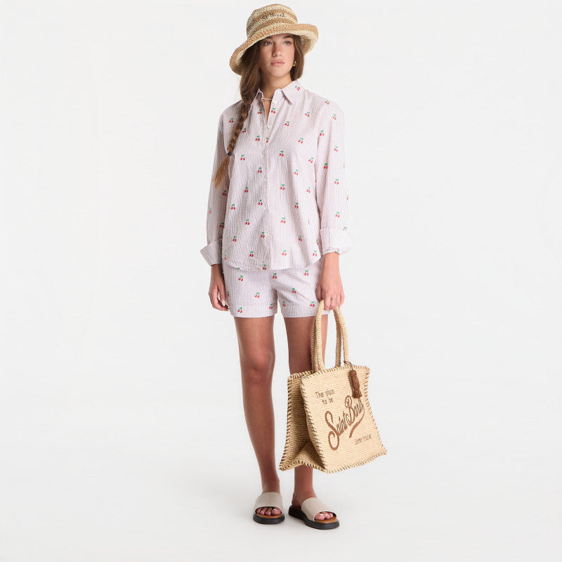 MC2 Saint Barth Meave Short Pant Seersucker Stripes V Cherry
