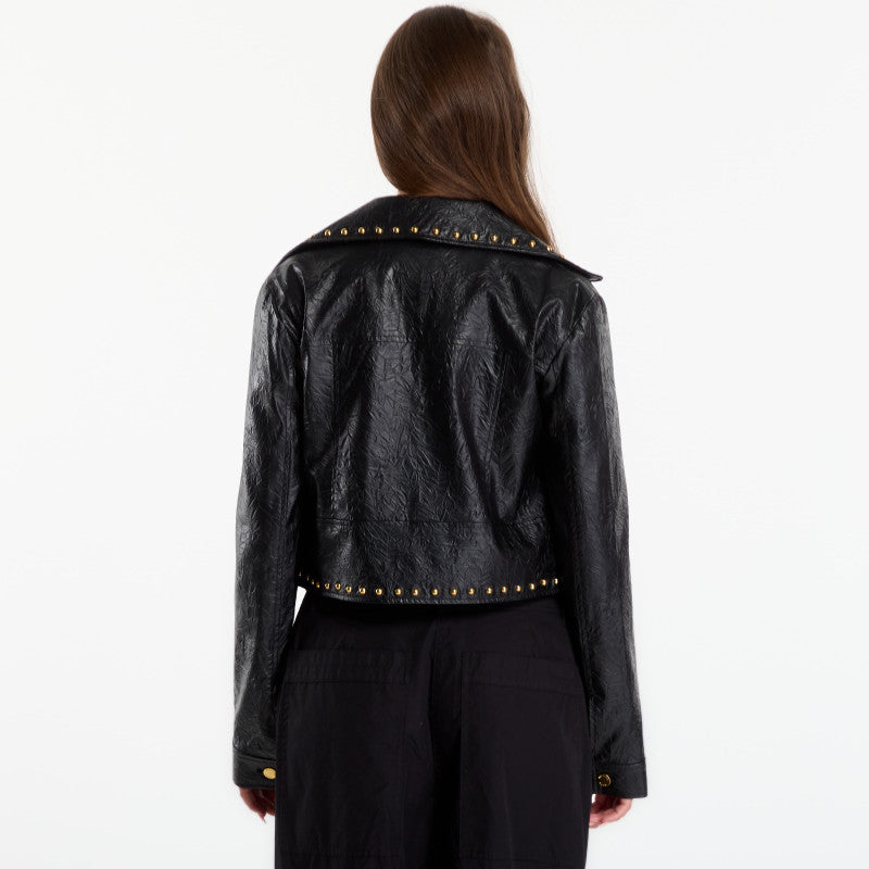 Michael Kors Studded Fx Leather Jacket Black