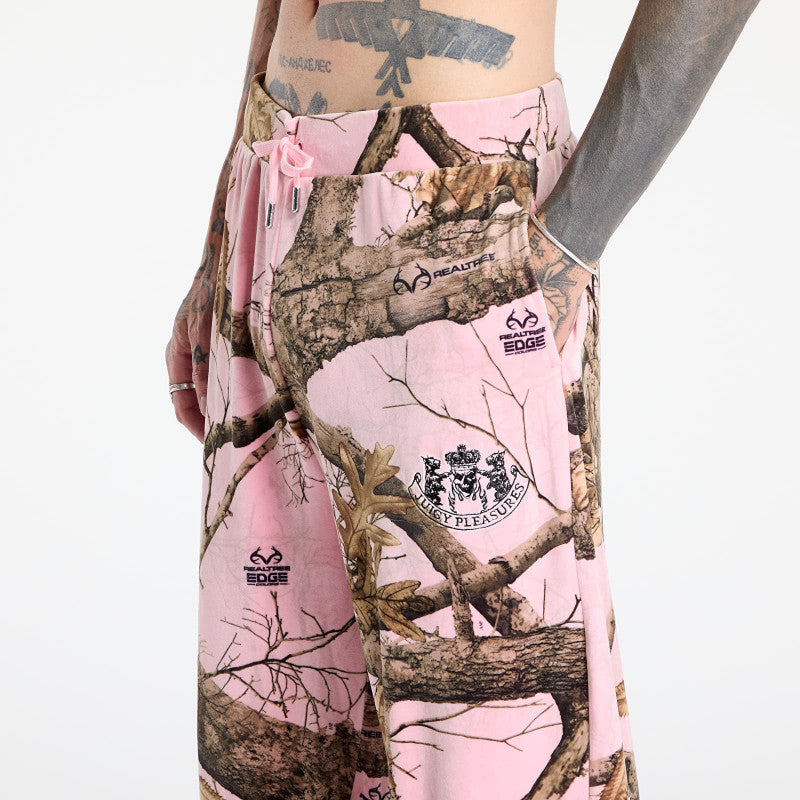 PLEASURES Realtree Velour Track Pants Pink Edge