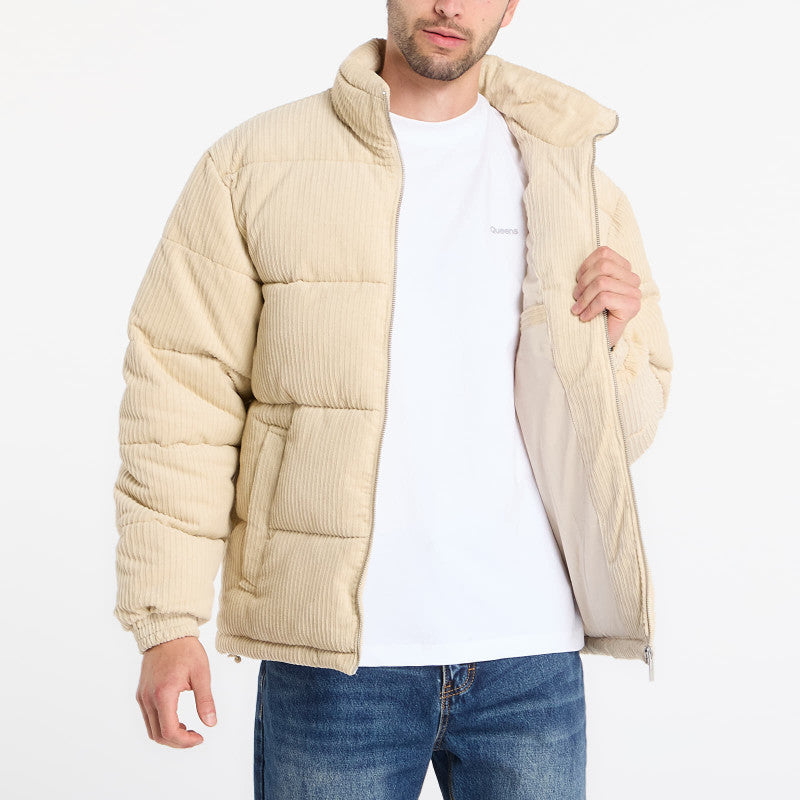 Karl Kani Signature Corduroy Puffer Jacket Beige