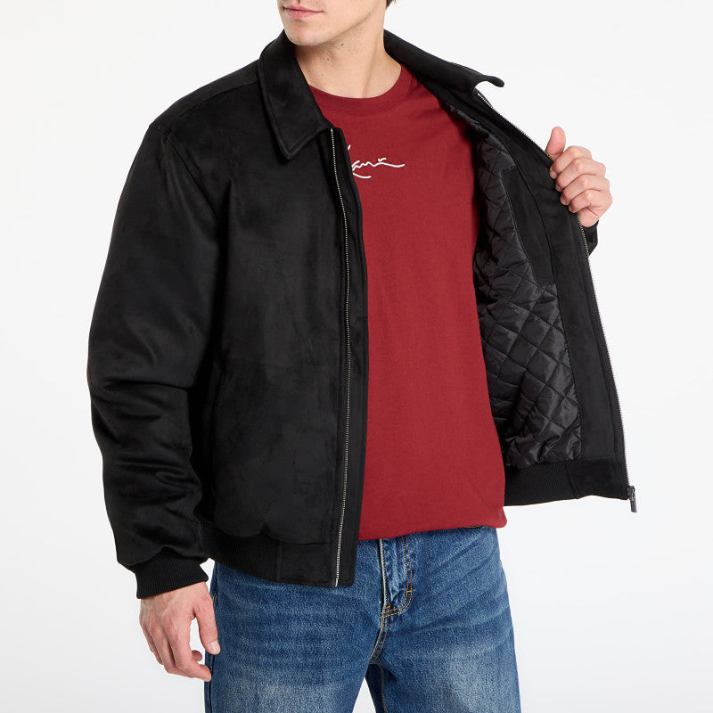 Karl Kani Legacy Faux Suede Bowling Jacket Black