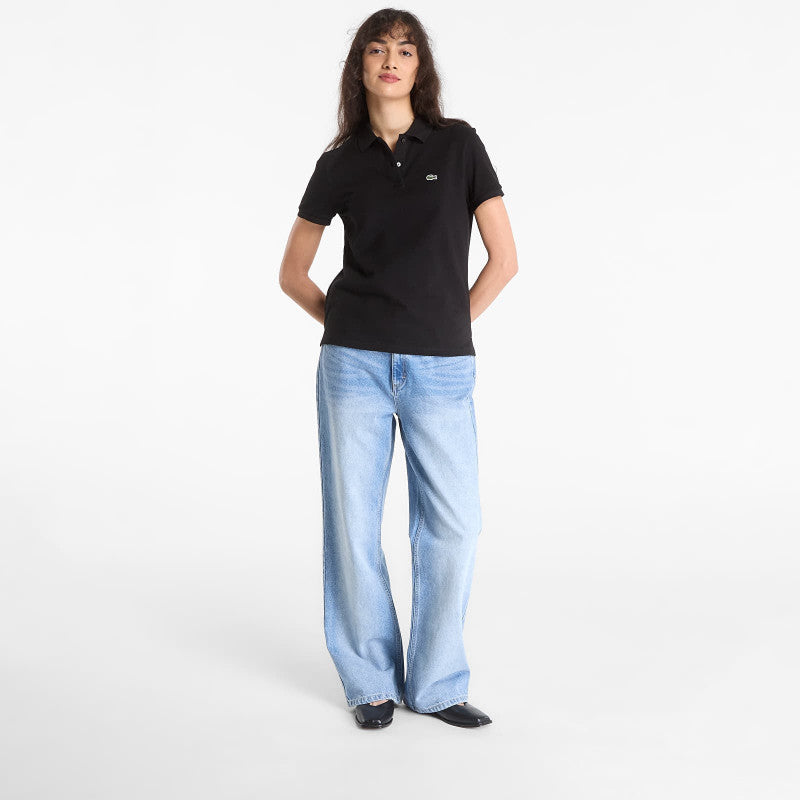 LACOSTE Short Sleeved Ribbed Collar Shirt Black