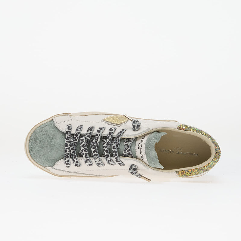 Philippe Model Prsx Low Woman Veau Glitter/ Blanc Azul