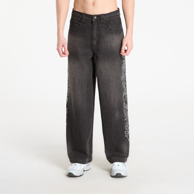 RIPNDIP Pretty Flacko Extra Wide Leg Pants Black Vintage Wash Denim
