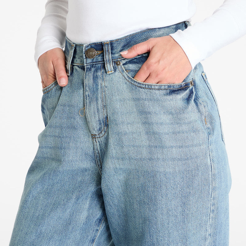 Jeansy Urban Classics Ladies High Waist 90'SWide Leg Denim Pants Blue