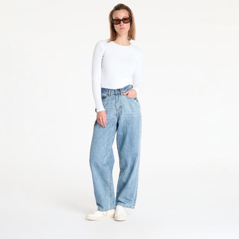 Jeansy Urban Classics Ladies High Waist 90'SWide Leg Denim Pants Blue