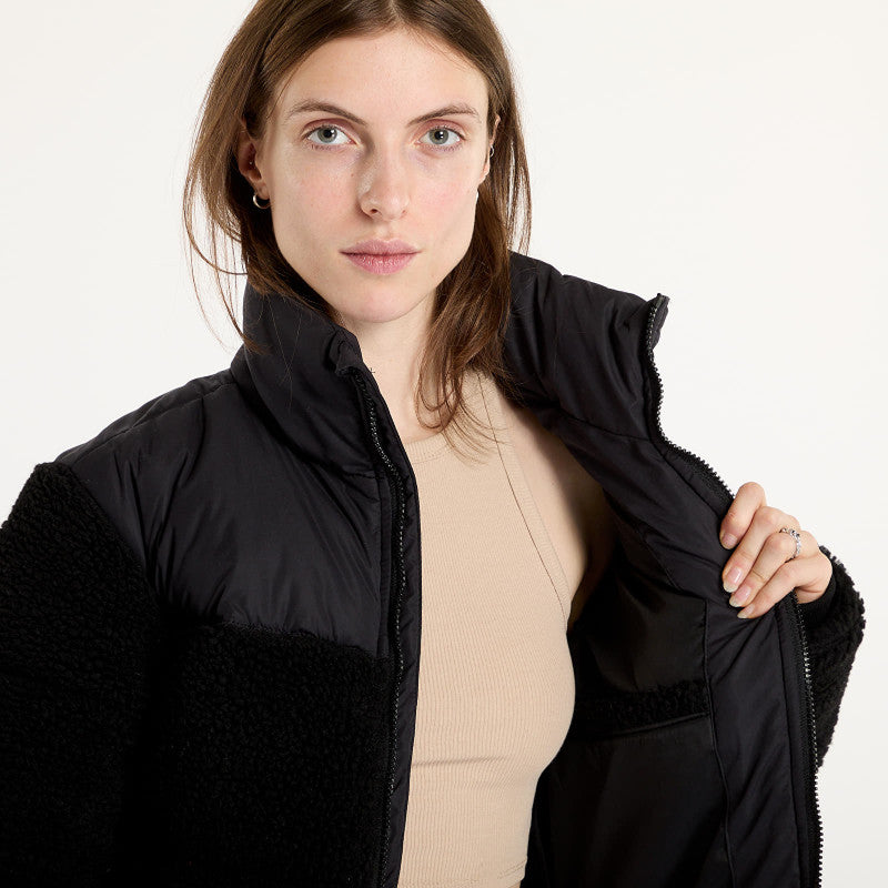 Urban Classics Ladies Short Sherpa Mix Puffer Jacket Black/ Black