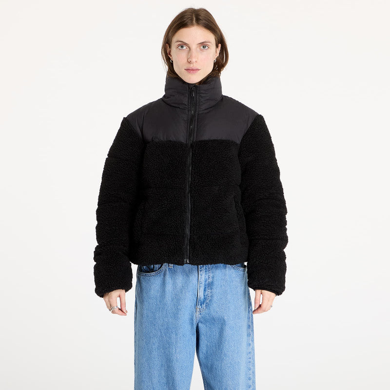 Urban Classics Ladies Short Sherpa Mix Puffer Jacket Black/ Black