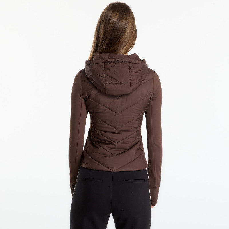 GUESS Grazia Mix Fabric Padded Jacket Dark Coffee