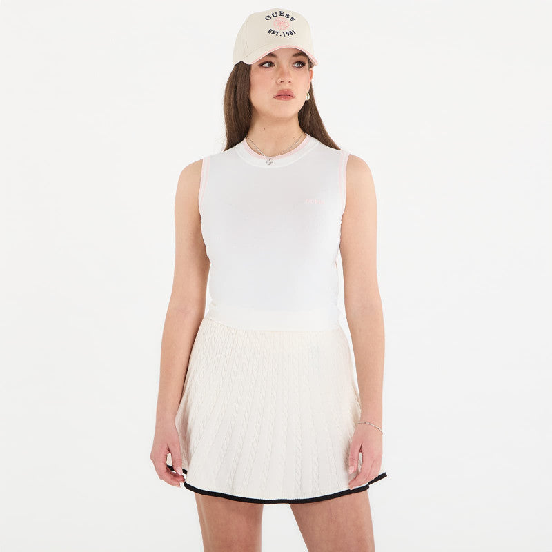 GUESS Gabry Sleeveless Sweater Top Neige White