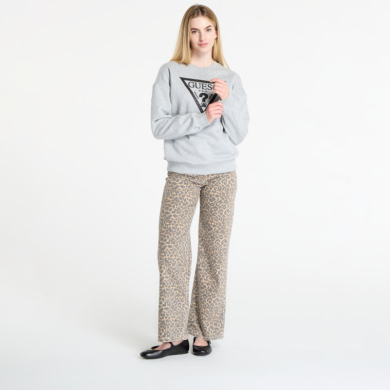 GUESS Ls Triangle Glitter Sweatshirt Grey