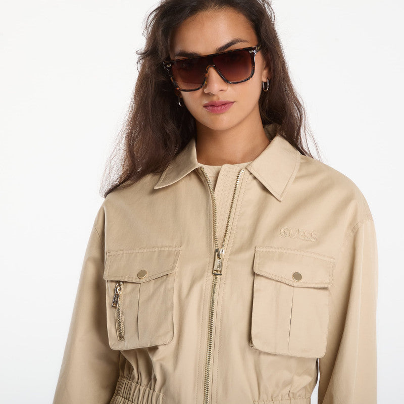 GUESS Juliane Utility Cargo Pocket Jacket Safari Tan
