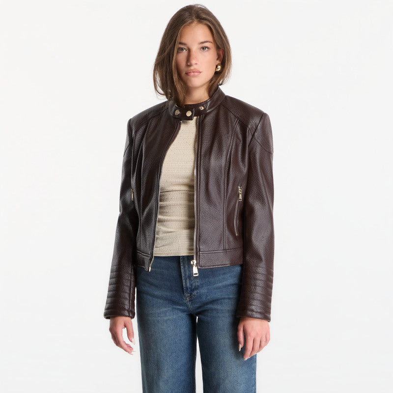 GUESS Marlene Caribou Pu Moto Jacket Chocco Brown